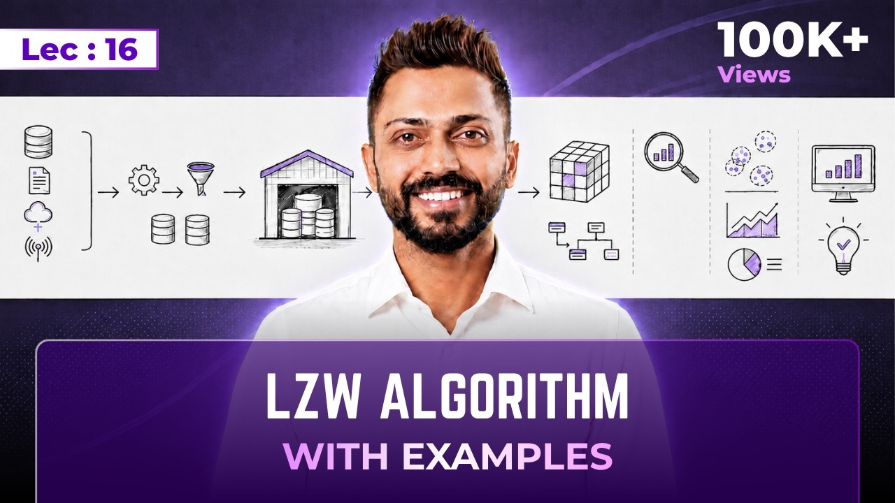 Lec - 15: LZW Algorithm With Example | Data Warehouse