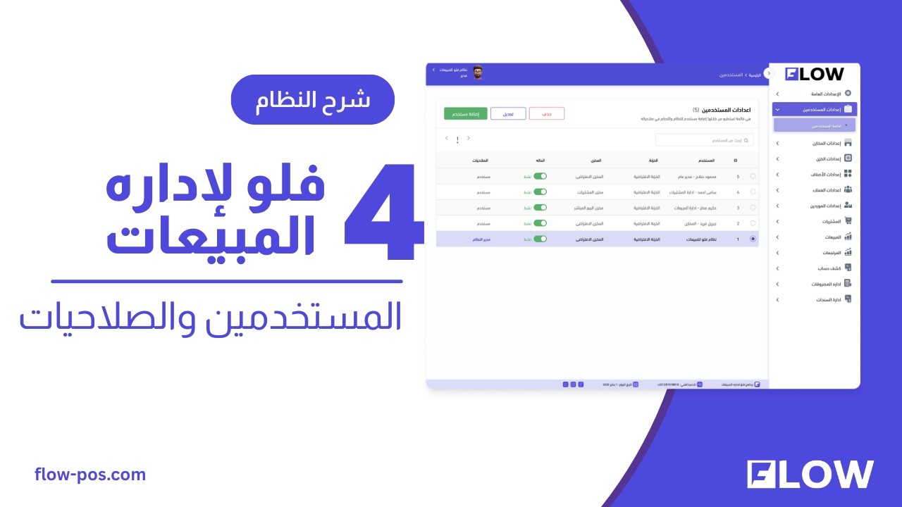 4- فلو لادارة المبيعات -  المستخدمين والصلاحيات