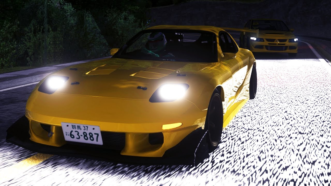 RX-7 FD3S vs EVO VIII on Myogi - Assetto Corsa Touge Battle with Eurobeat