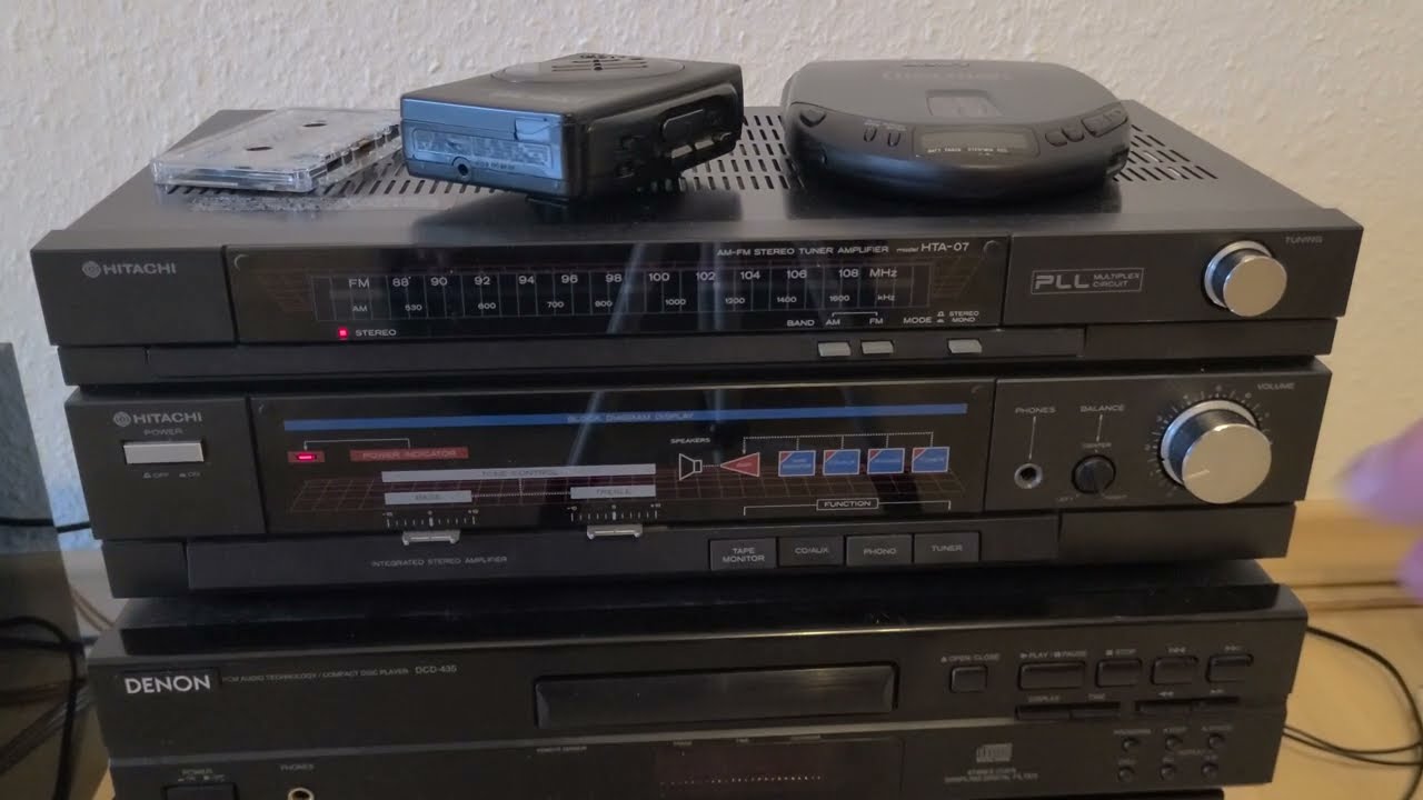 HITACHI HTA-07 AM FM STEREO TUNER AMPLIFIER Test demo