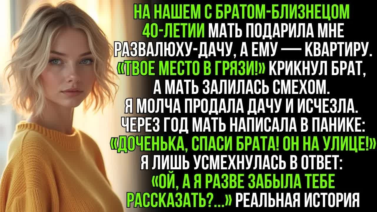 Мать подарила брату-близнецу квартиру, а мне — развалюху, в назидание. Но не знала об одной детали…