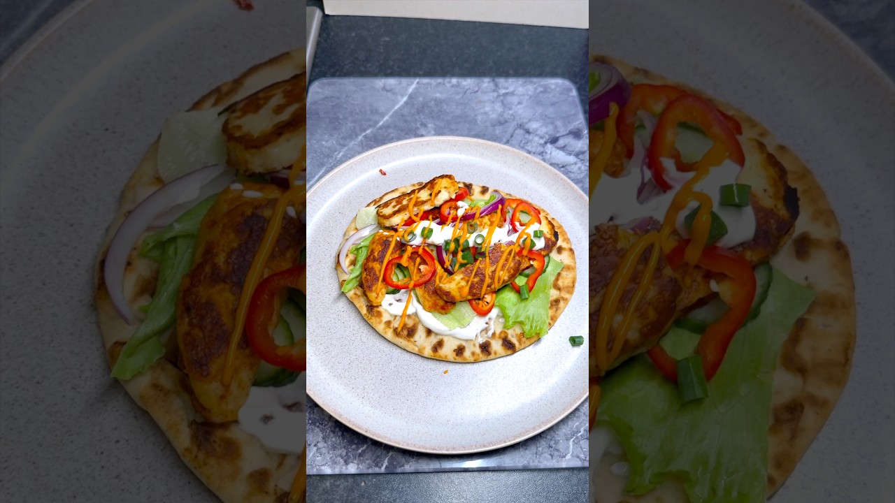Flatbread Halloumi Wrap 🌯✨ Cheesy, Spicy & Garlicy Goodness in Every Bite!