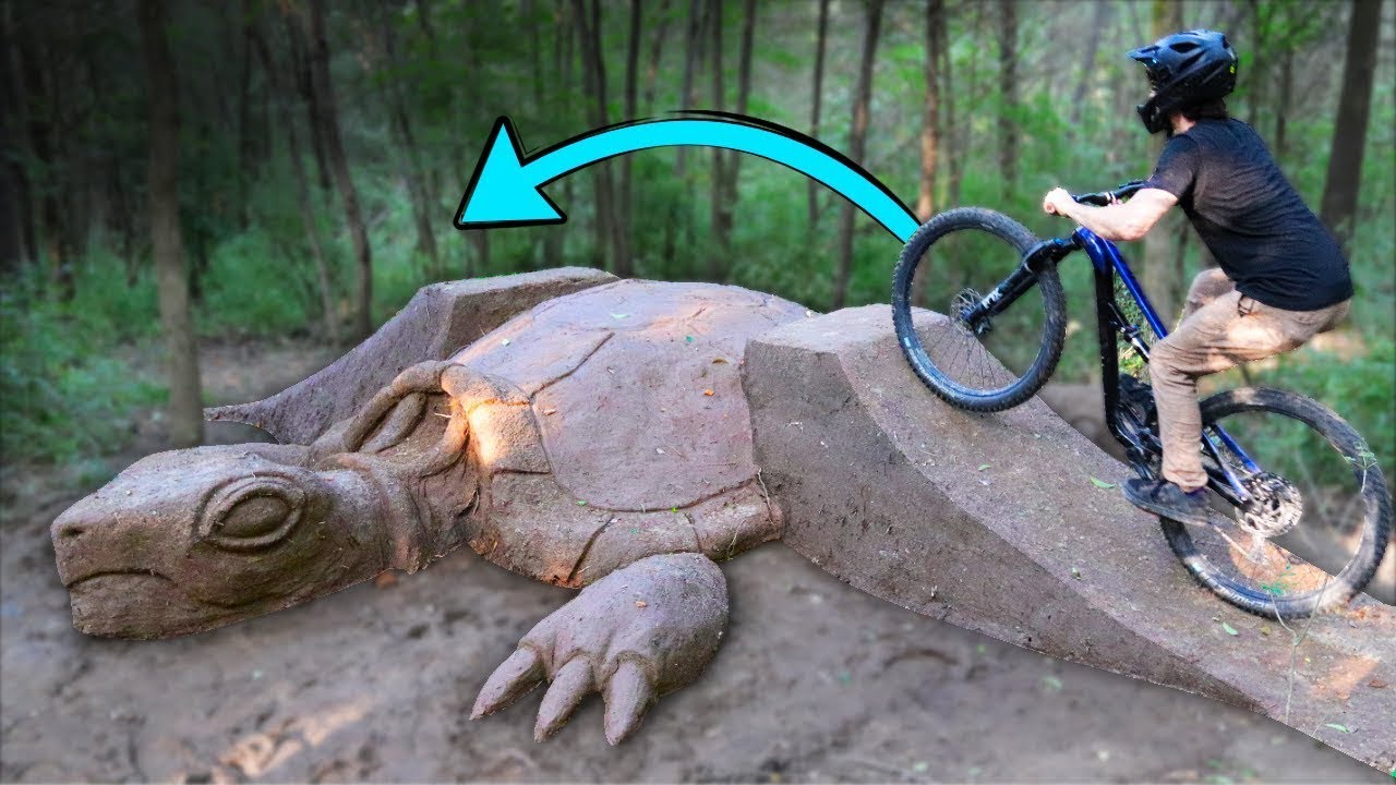 Sculpting a HUGE Turtle to Jump on a BIKE!