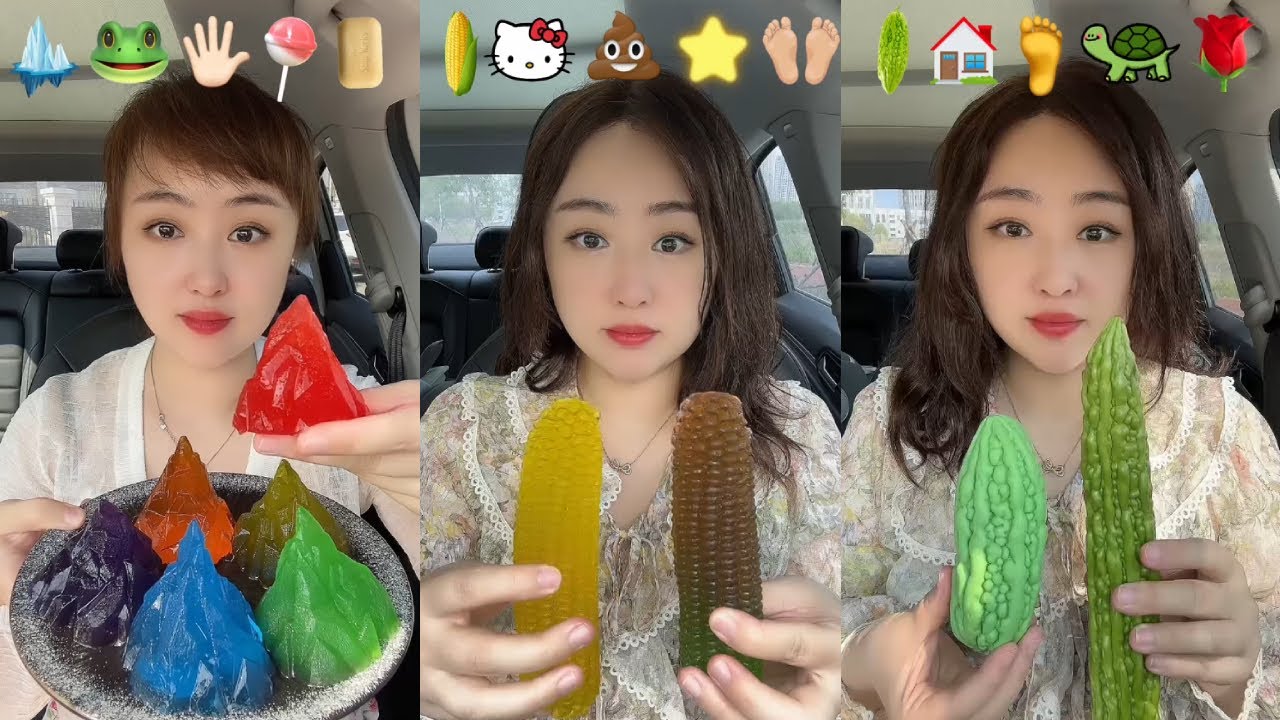 Asmr eats emojis, eats them in big mouth, the co-pilot eats emojis🧀🧈#food #shortvideo #Eat emotic