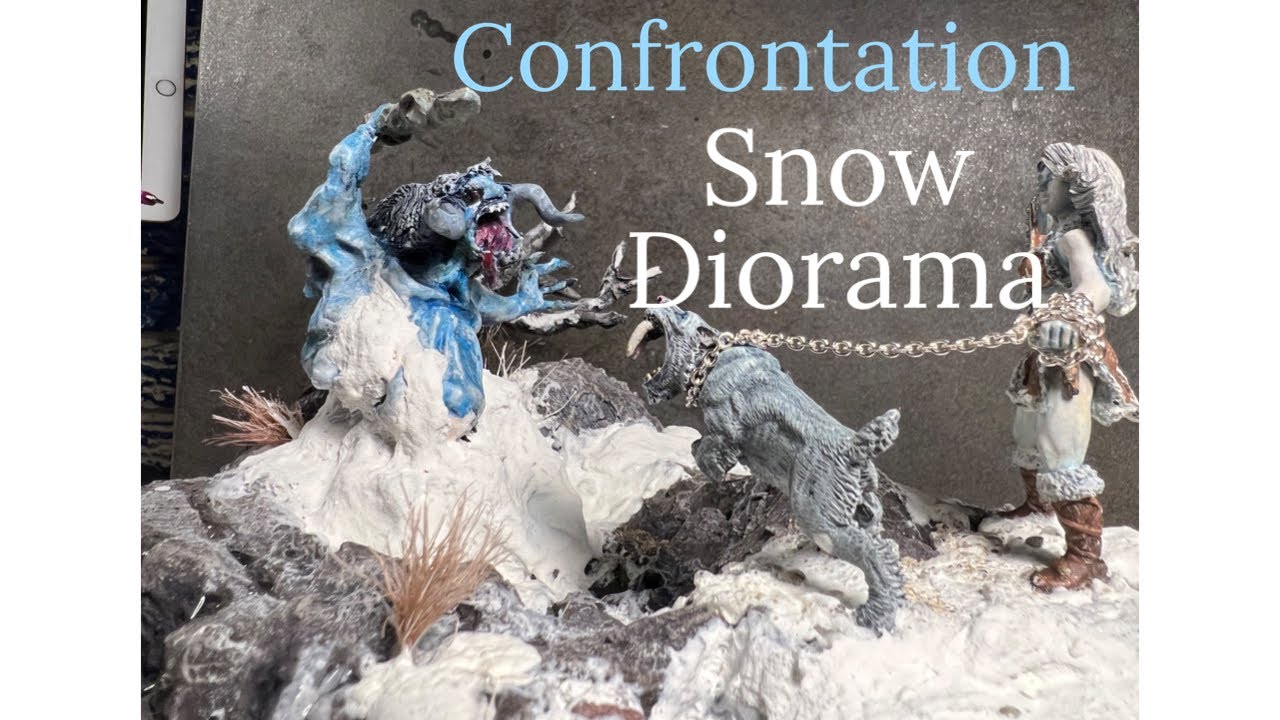 Snow diorama “Confrontation” using snow effects and UV resin