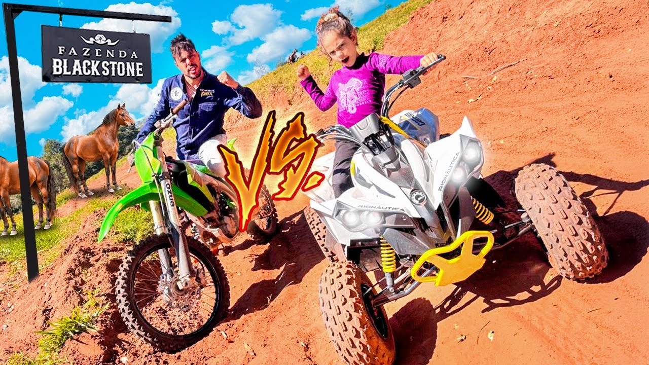 FIZ MEU PAI COMER POEIRA * moto de trilha VS quadricíclo * 