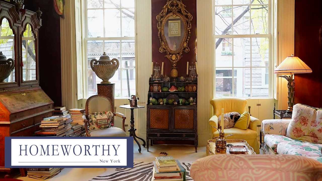 An NYC Brownstone with Layered Pattern, Chintz & Antiques | New York Home Tour