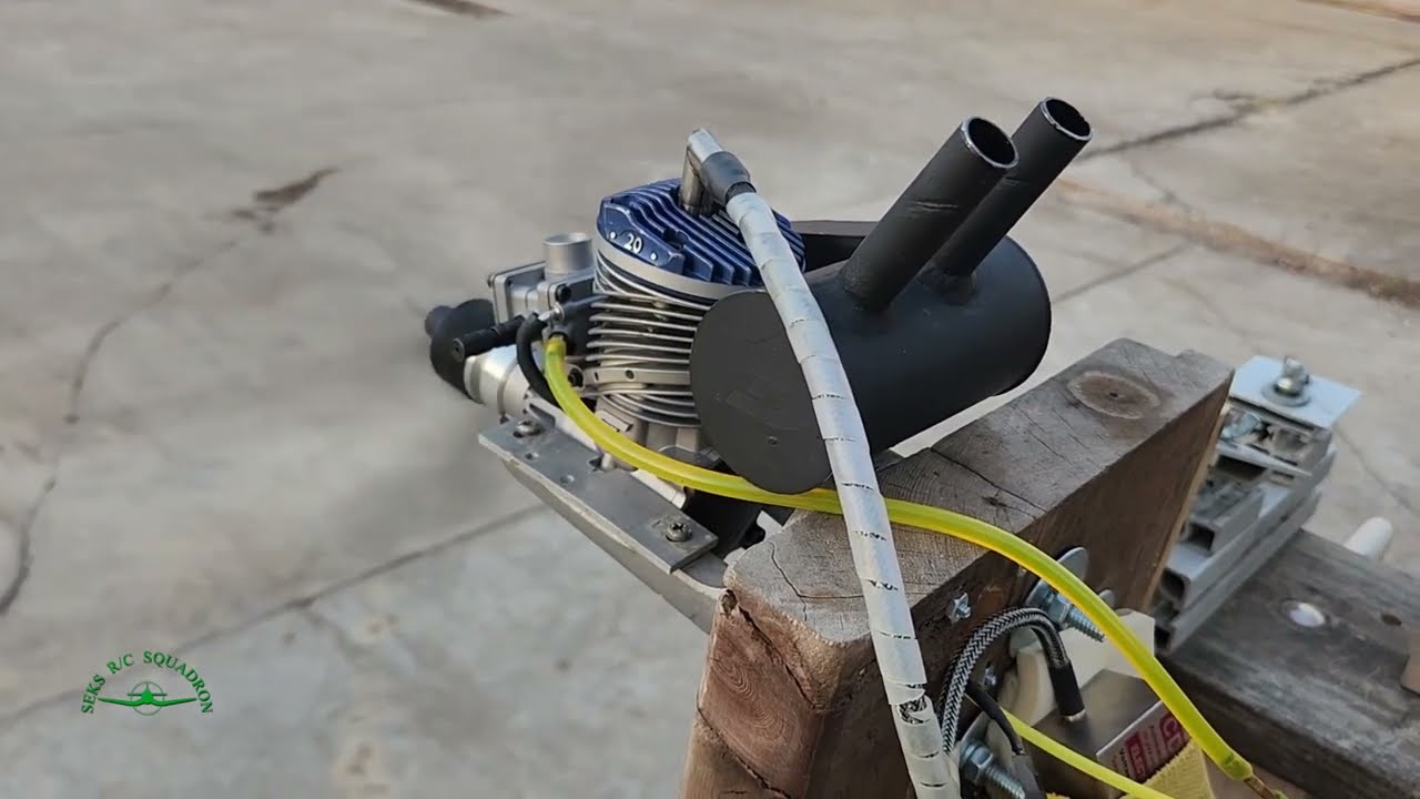 Evolution 20GX 20cc gasoline R/C engine bench run.