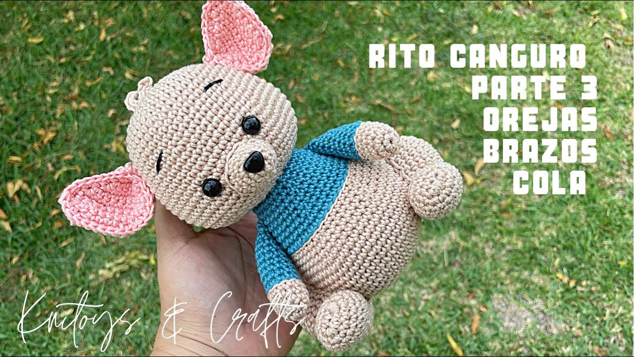 Amigurumi Rito Canguro a crochet - Parte 3 Orejas, brazos y cola