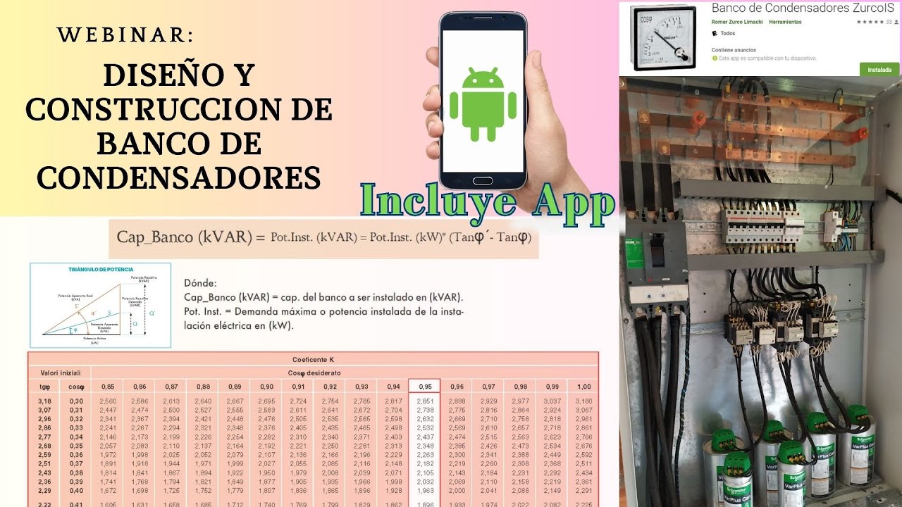 ⚡ Webinar: Diseño y Construcción de Banco de Condensadores, incluye App de calculo automático.