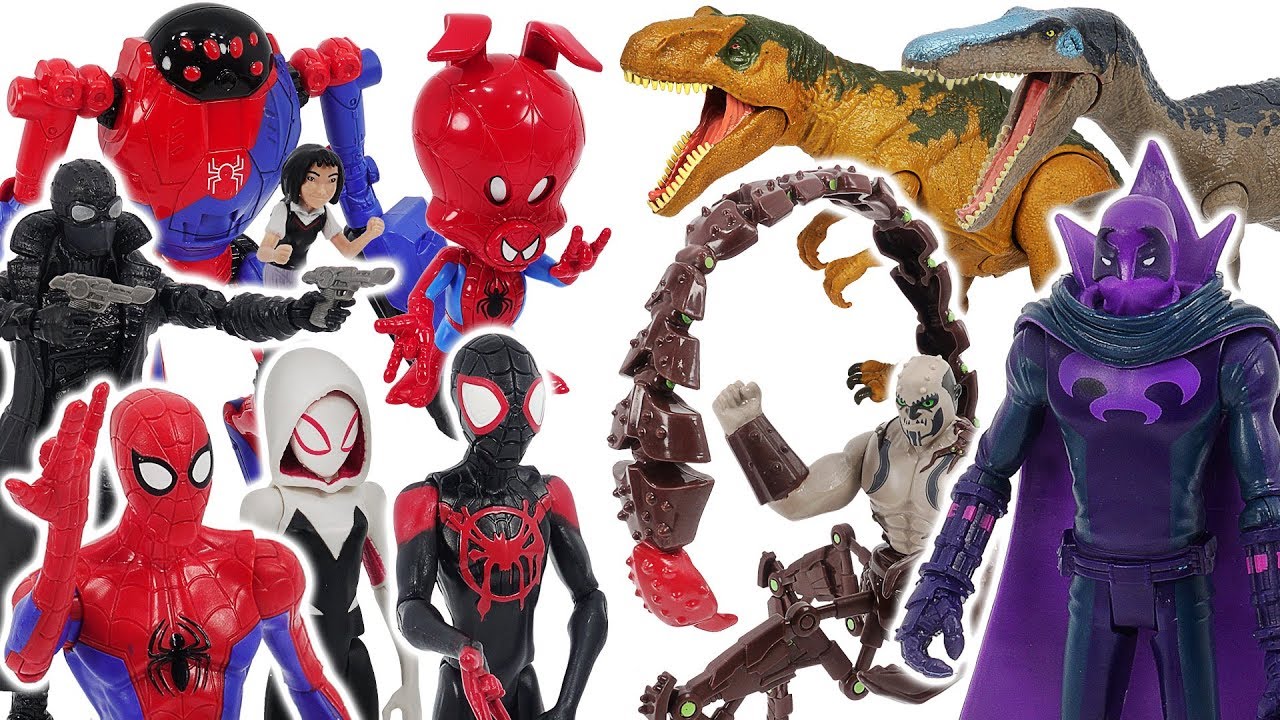 Spider-Man Into The Spider-Verse Miles Morales, Gwen VS Prowler, Scorpion, dinosaur! #DuDuPopTOY