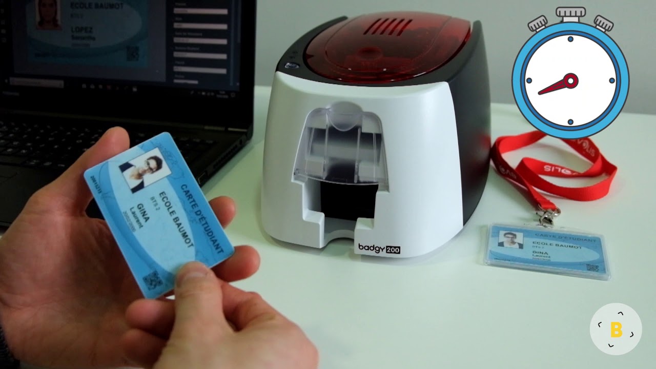 Pr&eacute;sentation imprimante Evolis Badgy 200 et Badge Studio +