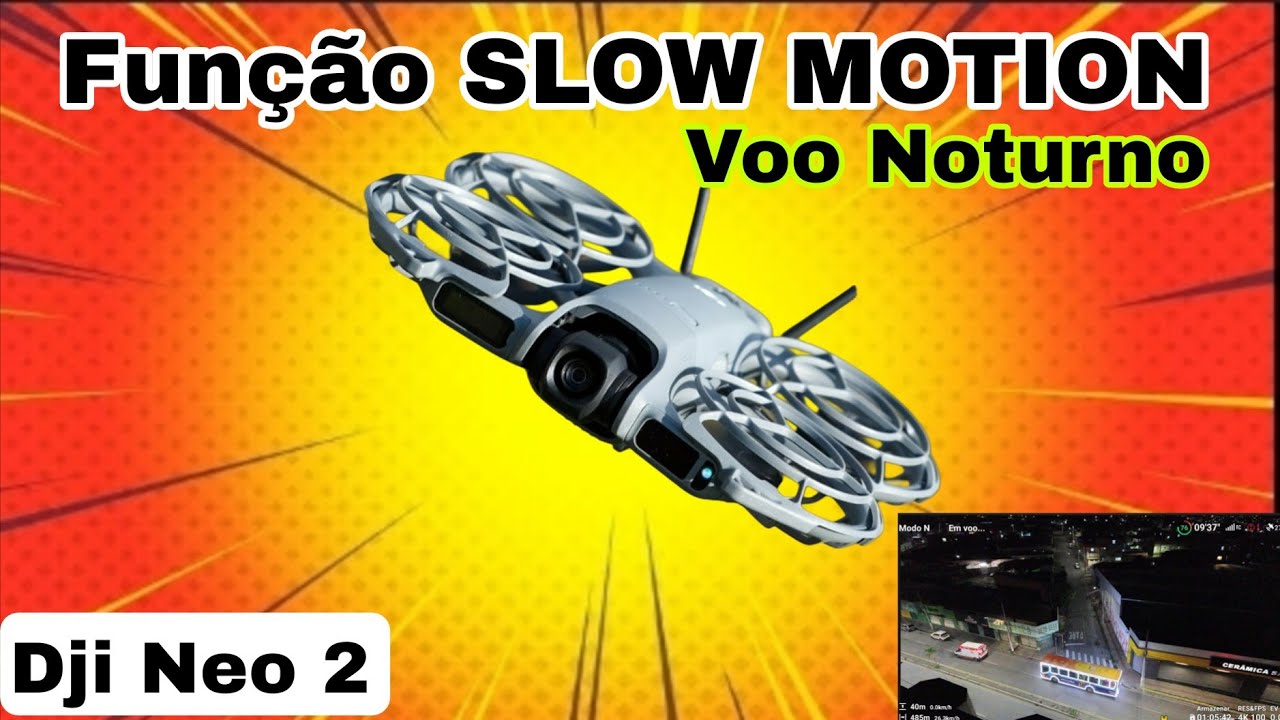 Dji Neo 2 - Testamos a Função SLOW MOTION em Voo Noturno, Veja o resultado #dji #djineo2 