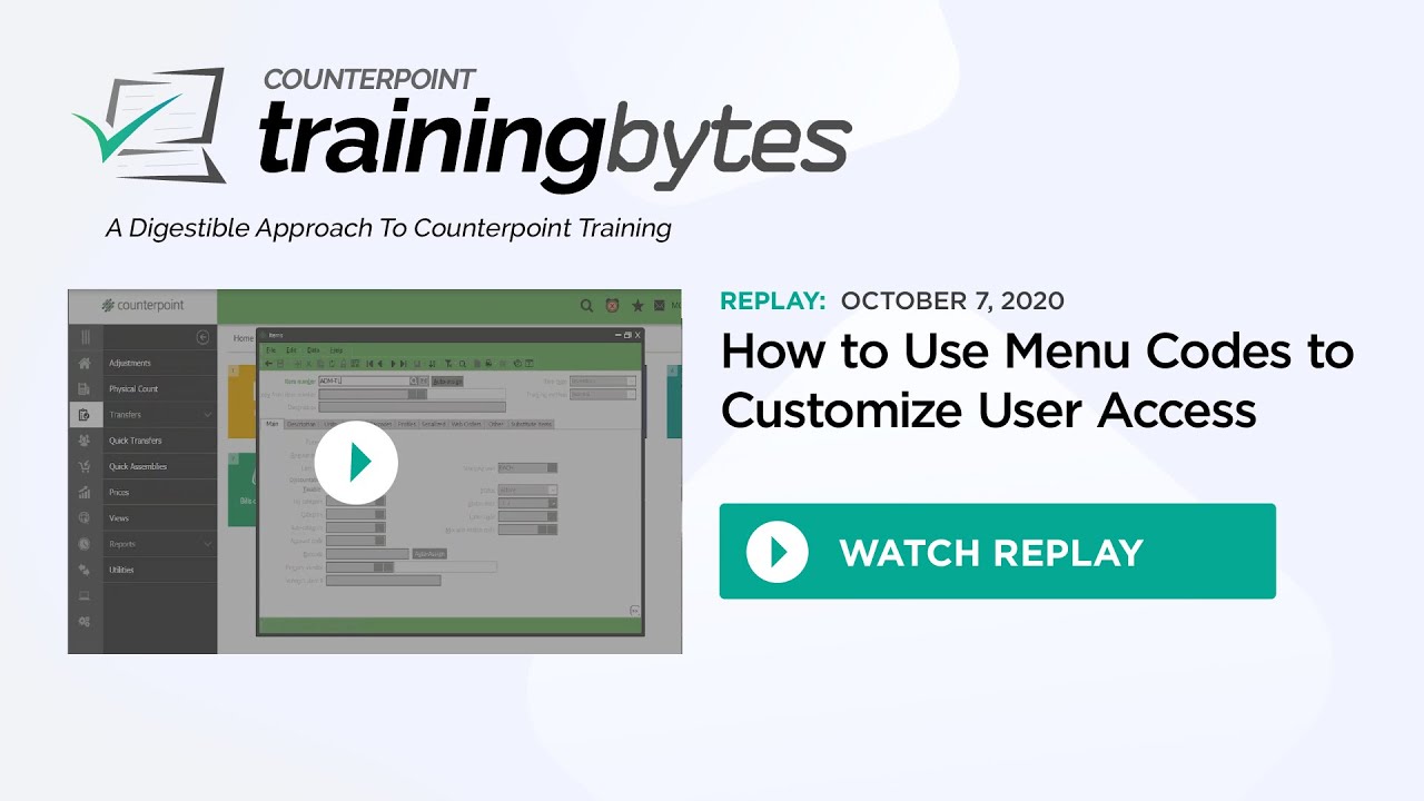 [Replay] - How to Use Menu Codes to Manage User Access in NCR Counterpoint