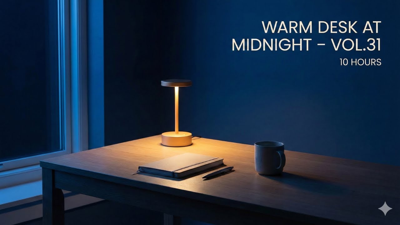 10 Hours Warm Desk at Midnight – Vol.31 | Ultra Static Focus Lofi