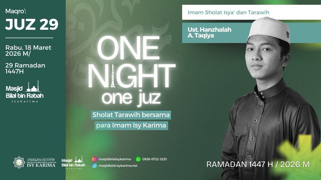 🔴Sholat Tarawih Masjid Bilal Bin Rabah - 29 RAMADHAN 1447 H
