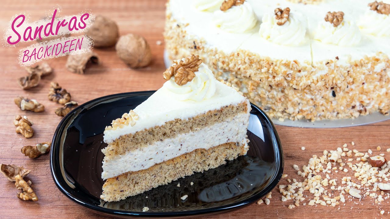 Nuss-Sahne-Torte - ein Klassiker | Nuss-Biskuit mit Nuss-Sahne-Creme
