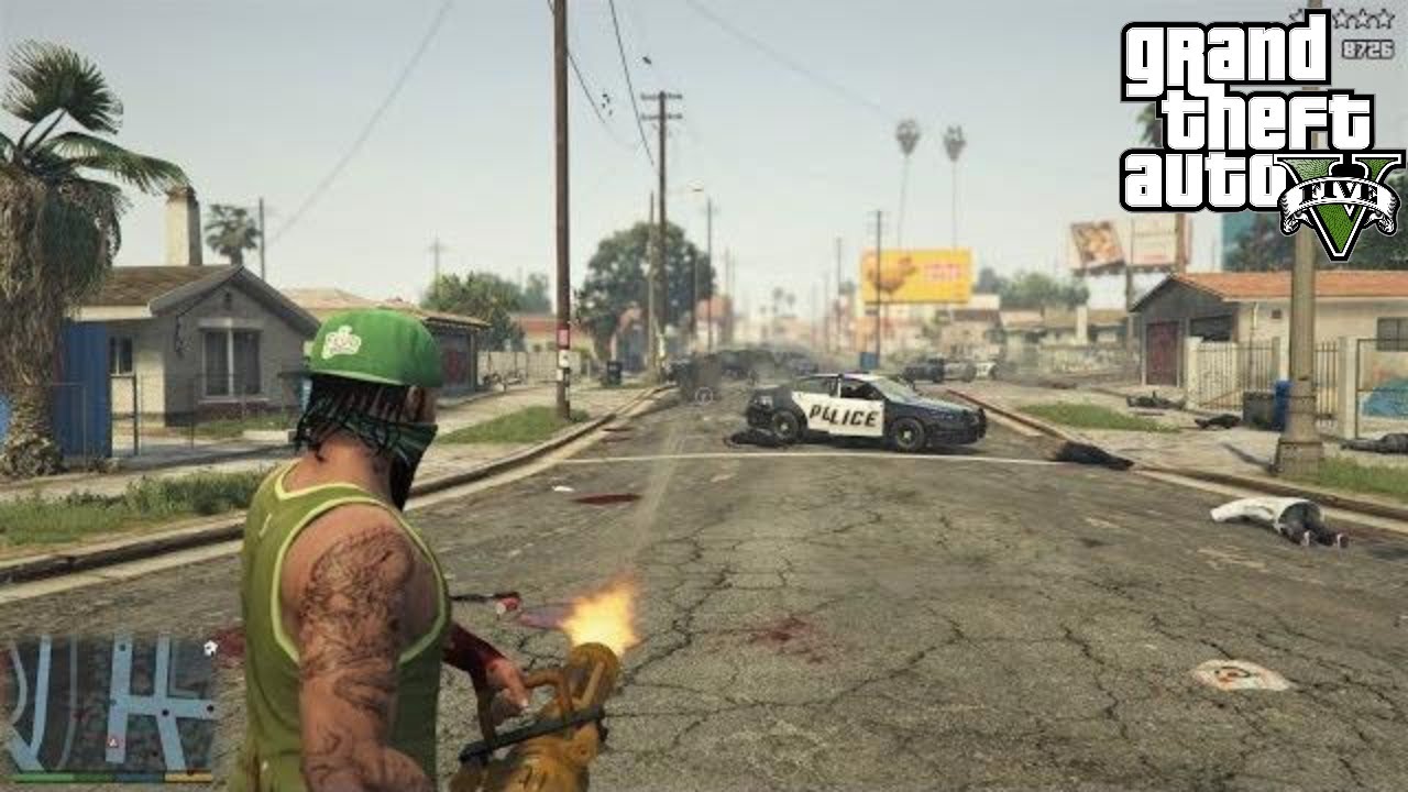 GTA 5 - Franklin's FIVE STAR COP BATTLE AT GROVE STREET!! (GTA V Funny Moment)