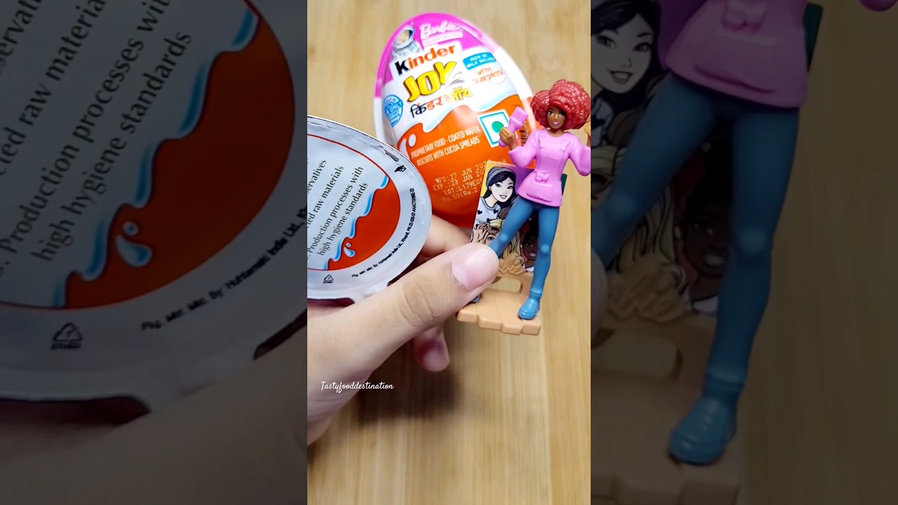 Kinder Egg With Surprise Asmr Unboxing #satisfying #short #shortsfeed #kinderjoy #chocolate #barbie