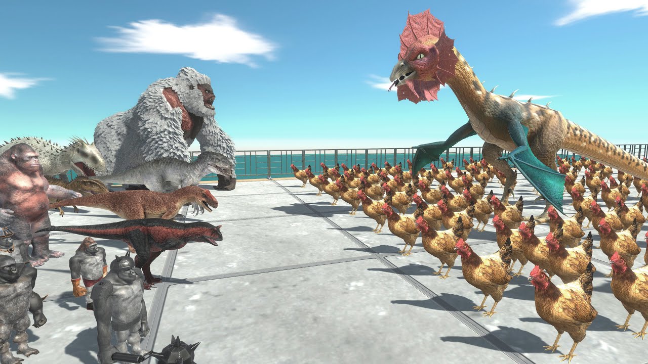 Mutant Primates & Carnivorous Dinosaurs vs Basilisk Chicken Army | Battle Simulation