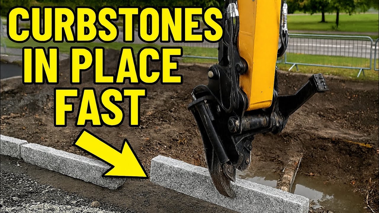 Setting Curb Stones in Record Speed | Extreme Precision with Liebherr compact + engcon tiltrotator