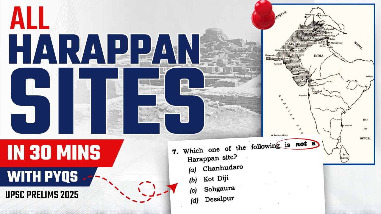 All Indus Valley Civilisation Sites in *30 MINS* + PYQs | UPSC Prelims 2025 | Ancient History UPSC