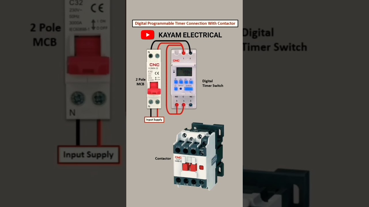 Digital Programmable Timer Connection With contactor 