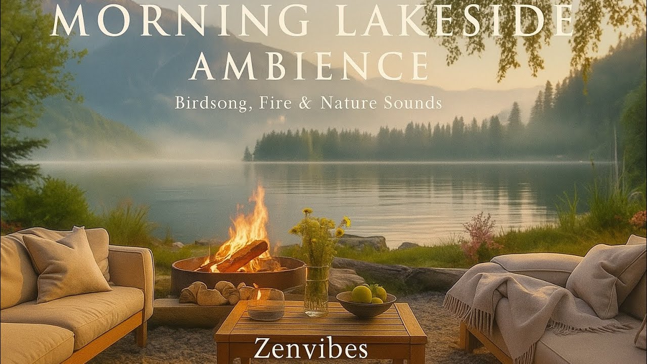 Morning Lakeside Ambience &ndash; Birds, Fire & Nature Sounds | ZenVibes
