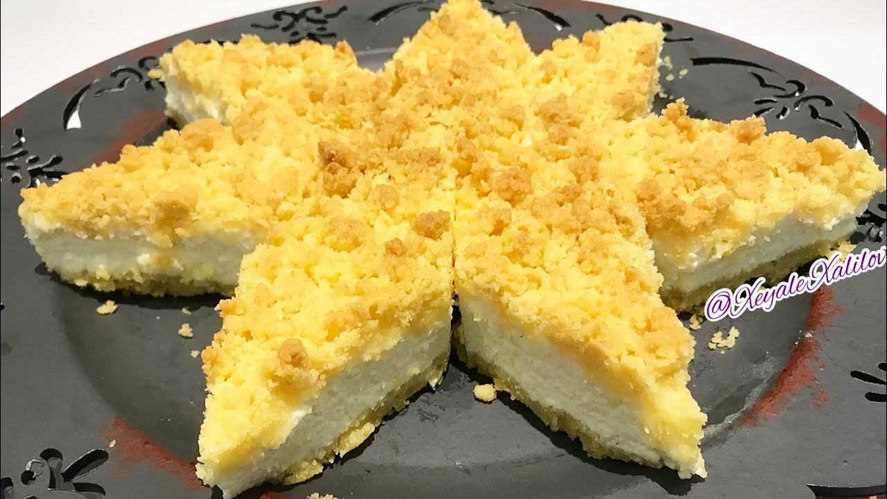 Umaclı piroq,kəsmikli içliklə.Ətirli yupyumşaq.Kıyır kıyır tart tarifi.Песочный пирог с творогом .