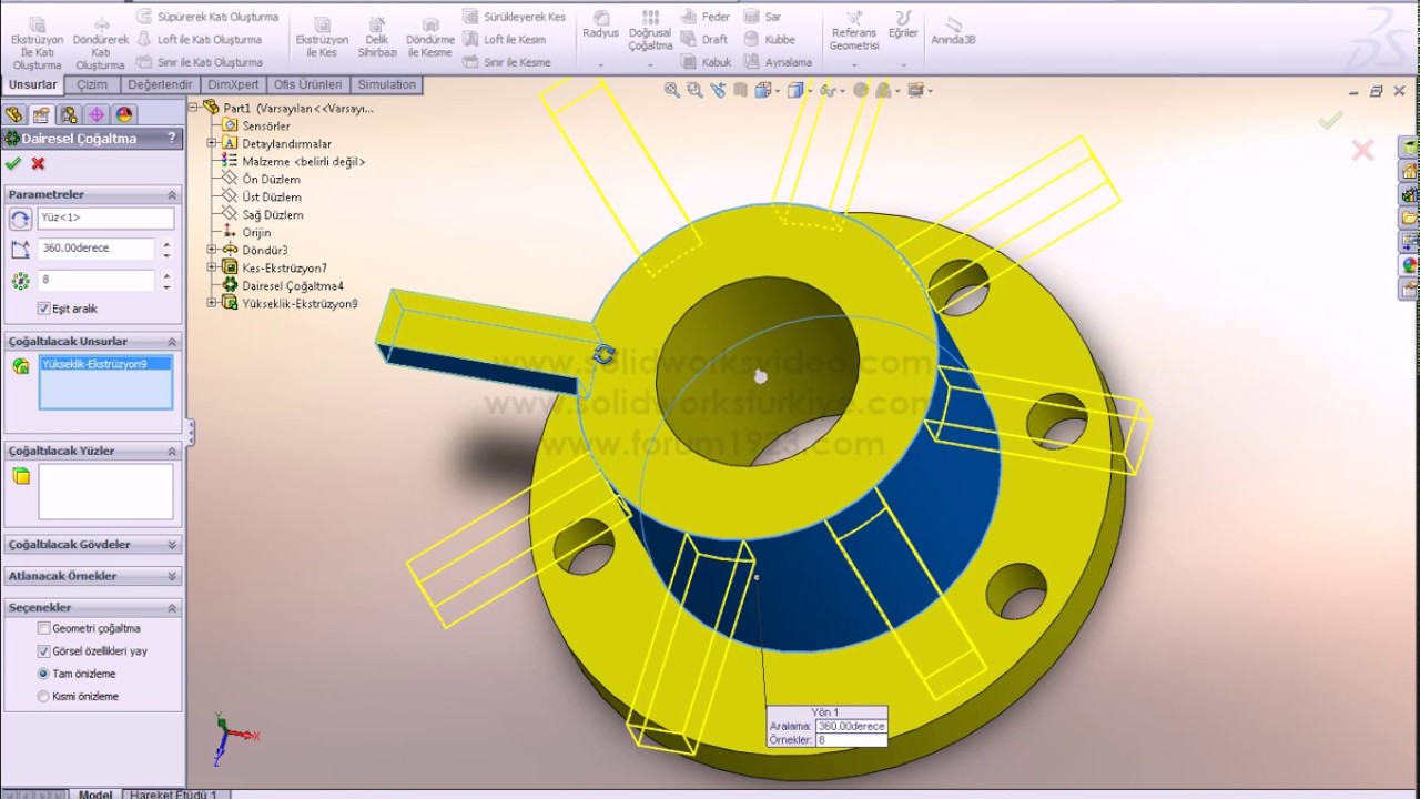 Solidworks Dairesel Çoğaltma