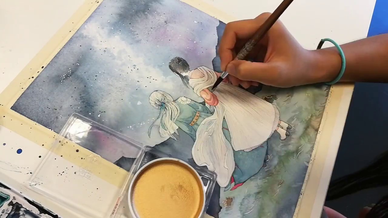 Book illustration watercolor drawing