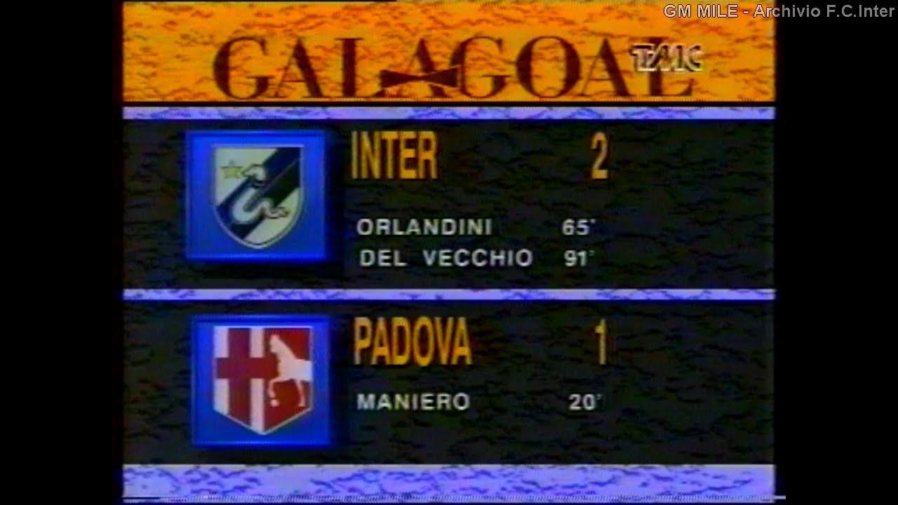 1994-95 (34^ - 04-06-1995) INTER-Padova 2-1 [Maniero,Orlandini,M.Delvecchio] Servizio Galagol TMC