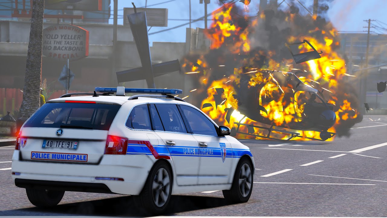 [GTA 5] UN HELICOPTERE SE CRASH DEVANT UNE VOITURE DE POLICE🚔| LSPDFR 