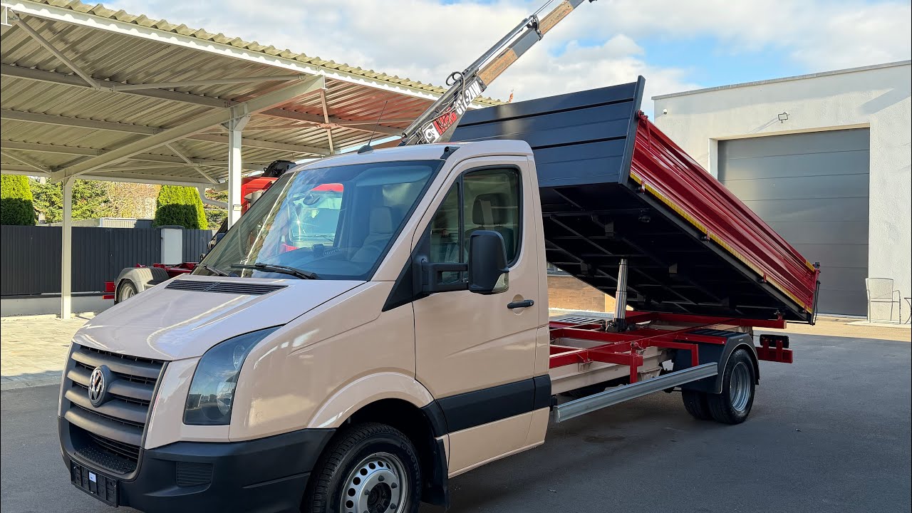 Volkswagen Crafter trojstranný sklápač s hydraulickou rukou do 3,5t / 3,5t kipper with crane