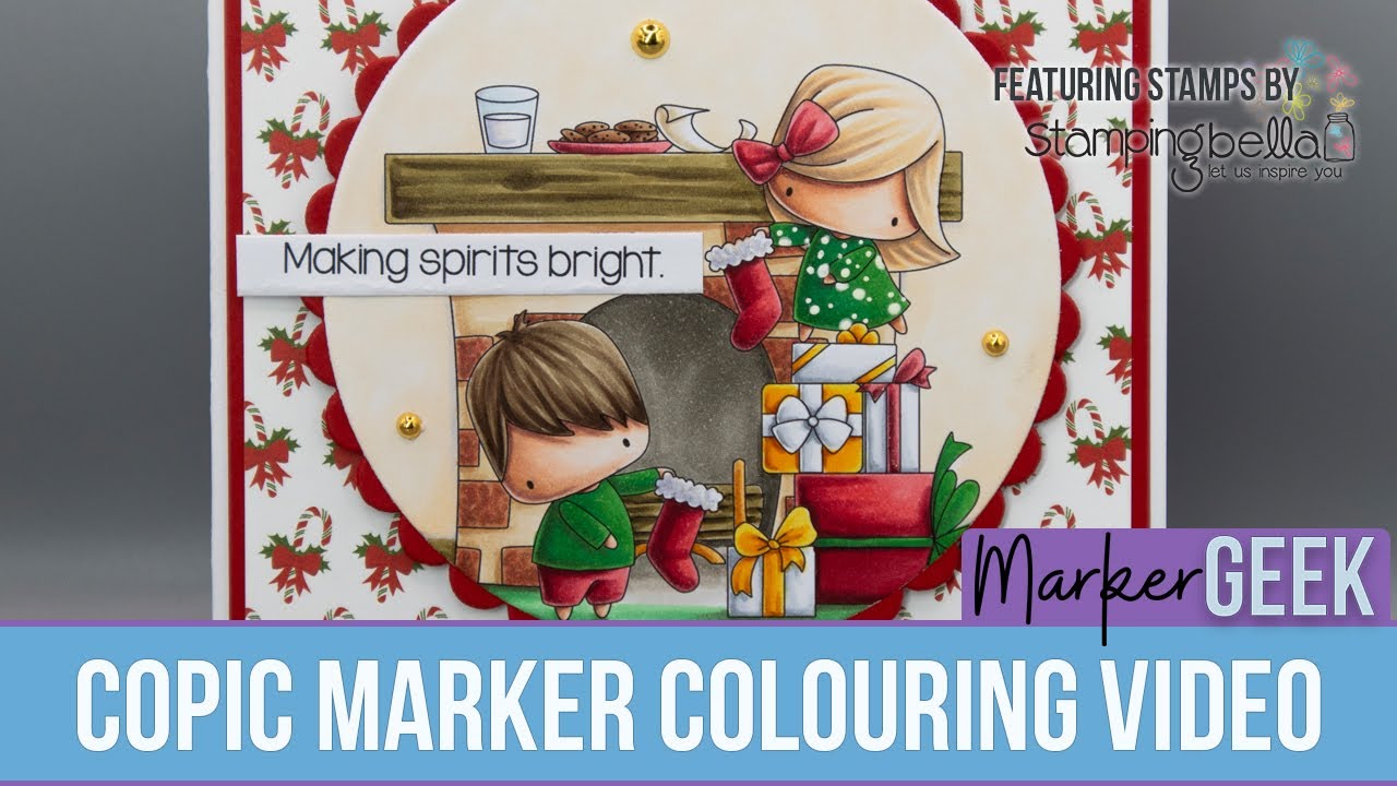 Copic Marker Colouring Stamping Bella Little Cutie Kids Hanging Christmas Stockings rubber stamp