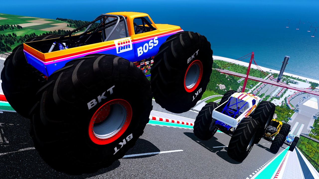 Epic High Speed monster trucks jumps stunts & crashes #088 | BeamNG Drive