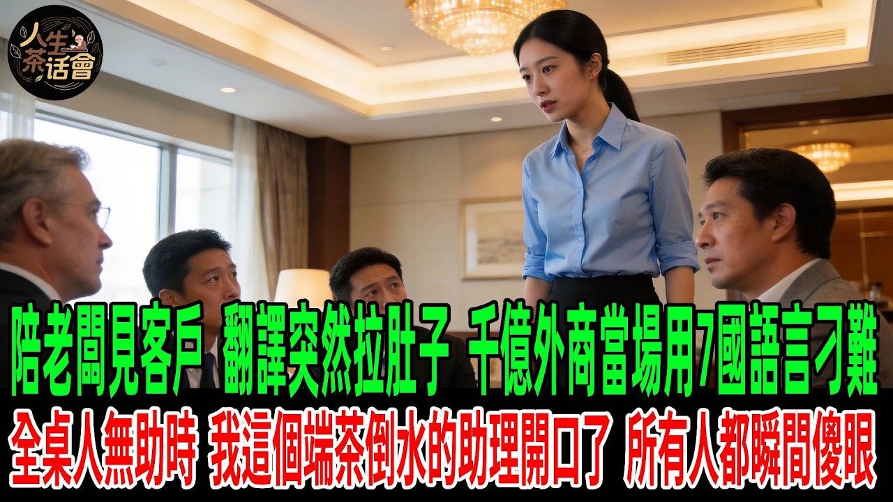 陪老闆見客戶，翻譯突然拉肚子！千億外商當場用7國語言刁難，全桌人無助時，我這個端茶倒水的助理開口了，所有人都瞬間傻眼！【人生茶話會】#情感故事 #老年生活 #人生感悟  #故事分享 #故事#原創