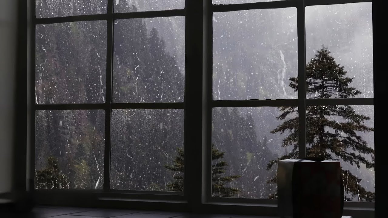 Black Window⛈️Rain Sound On Window with Thunder SoundsㅣHelp Sleep, Study and Relaxation, Meditation😴