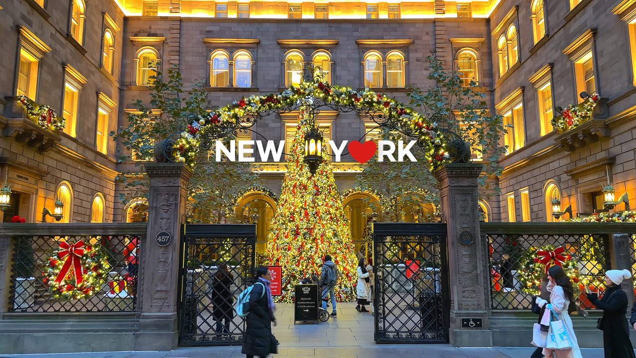 [4K] 🇺🇸 Рождество в Нью-Йорке 🎄💂🏼 Праздничные улицы и волшебные праздничные огни✨ 2025