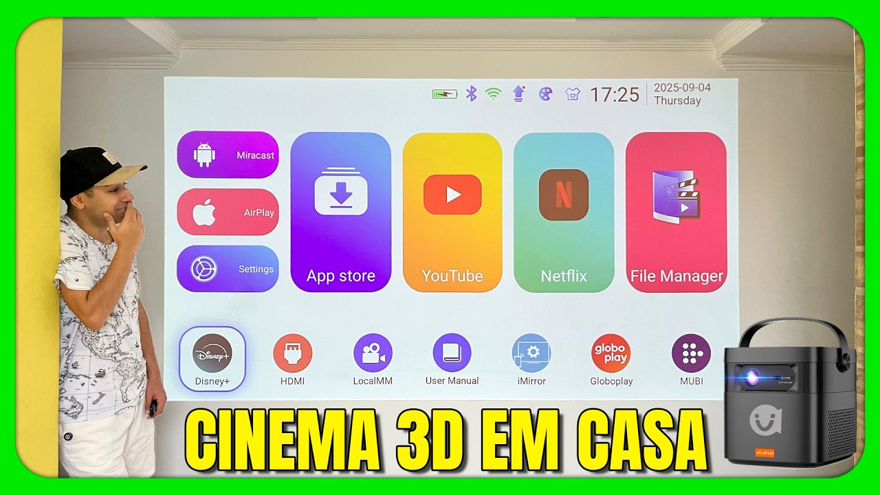 Mini Projetor DLP Portátil VEVSHAO V50 com Bateria Recarregável - Unboxing e Review