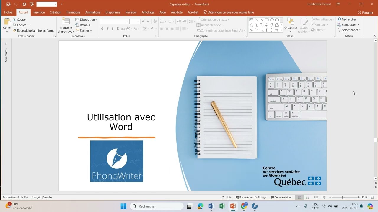 PhonoWriter avec Word
