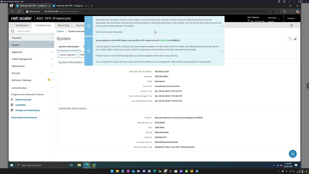 NetScaler ADC - Initial Setup and Configuring High Availability