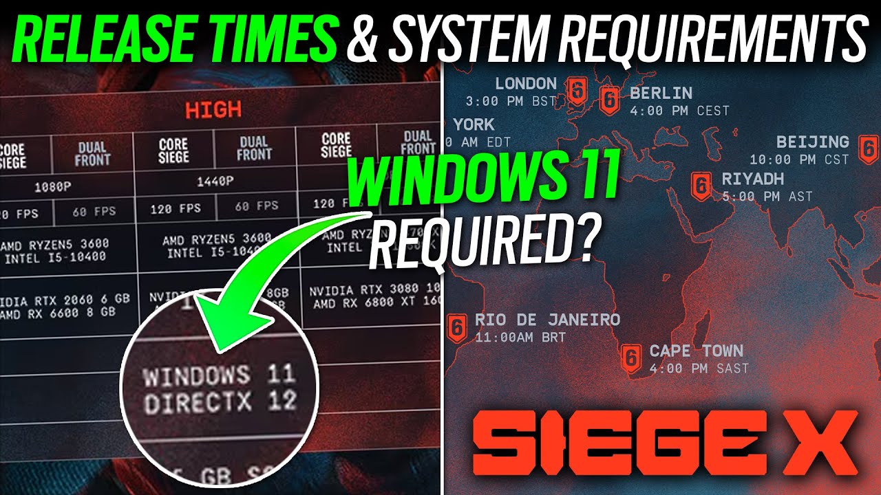 Release Times & New System Requirements for PC & Console, Windows 11? - 6News - Rainbow Six Siege X