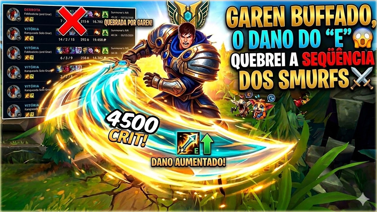 GAREN LEVEL 20? 😱 ESTOUREI O MENTAL DOS SMURFS COM O NOVO BUFF!