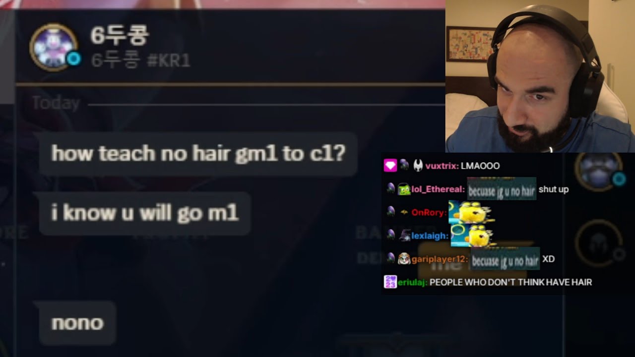 detdert gets flamed for being bald by his korean teammates (jg no hair ff)