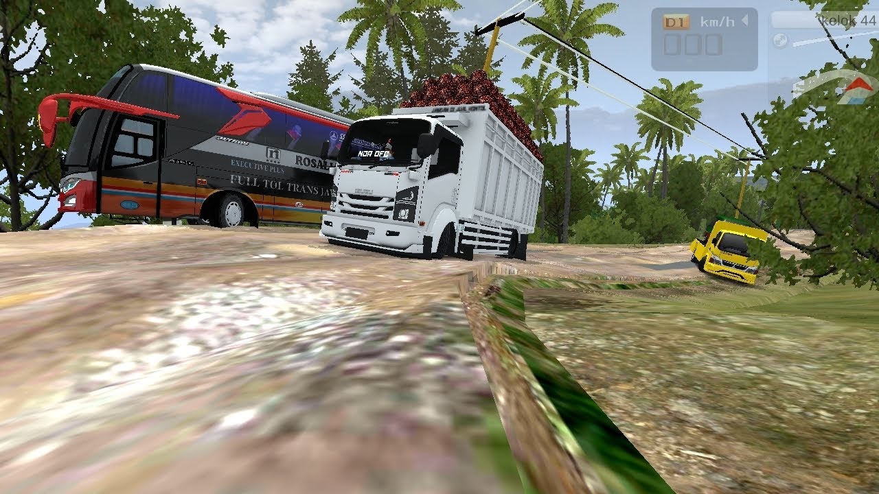 Truk bawa sawit overload melewati jalan extrim bus simulator Indonesia 