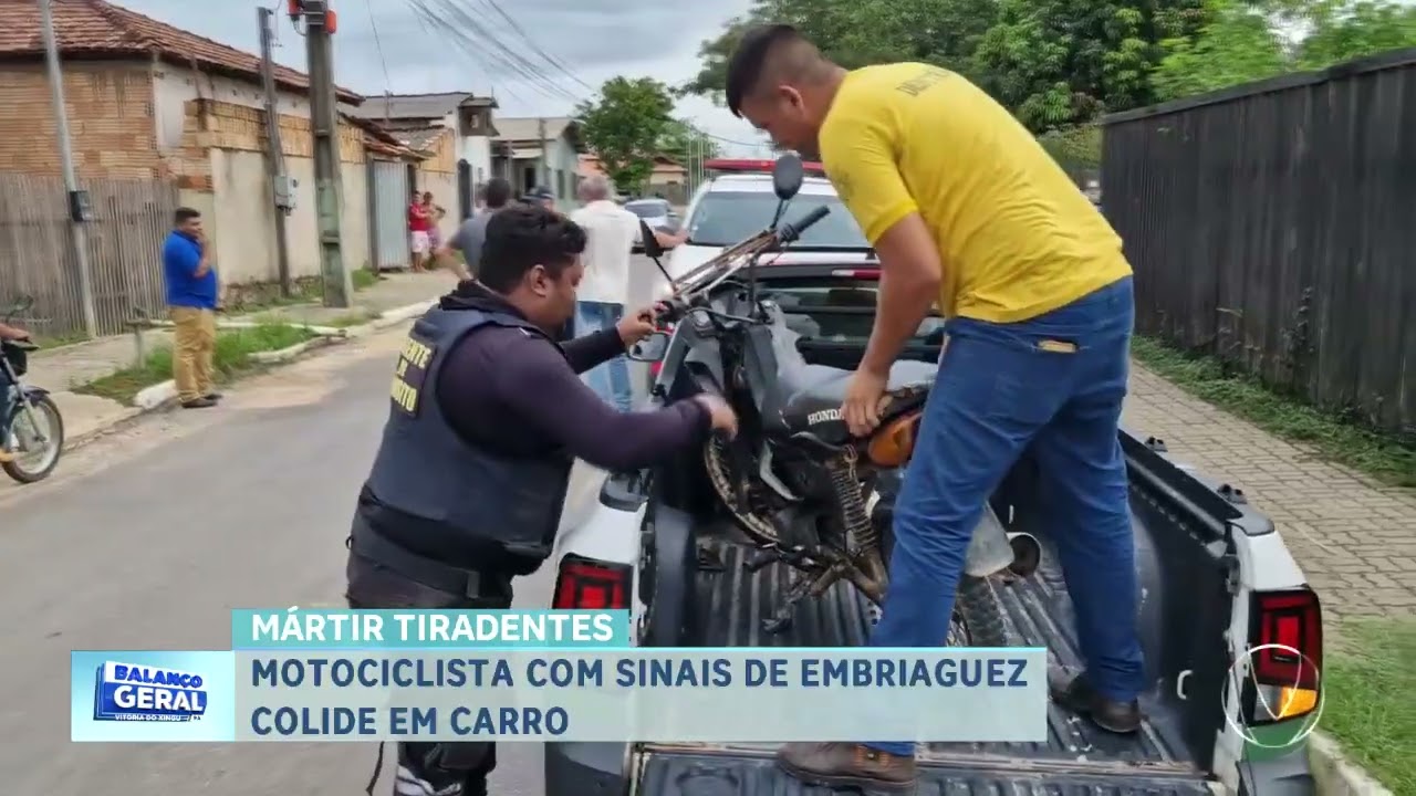 MÁRTIR TIRADENTES: MOTOCICLISTA COM SINAIS DE EMBRIAGUEZ COLIDE EM CARRO