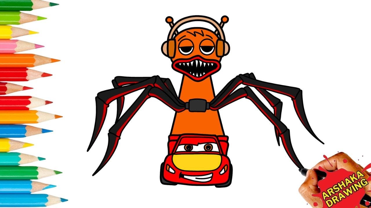 Drawing Sprunki Monster Eater Attack Lightning McQueen Easy Step by Step #lightningmcqueen #sprunki