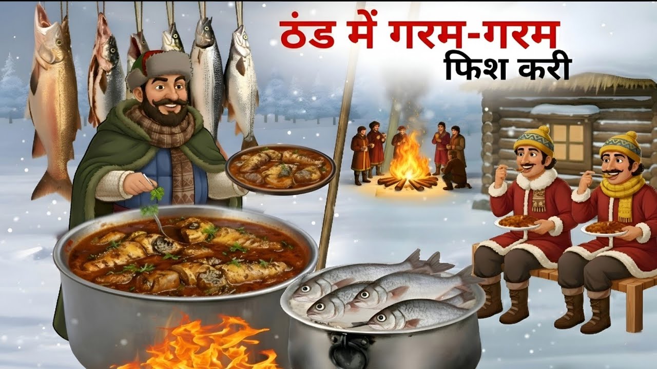 ठंड में गरम गरम फिश करी | Thand mai fish curry | Moral Story | Cartoon video | Hindi kahani |Cartoon