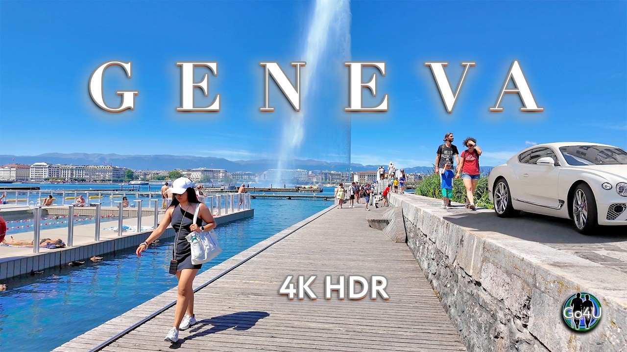 SWITZERLAND GENEVA 🇨🇭 Breathaking City / Central Streets Walking tour / Lake Promenade / Fountain 4K